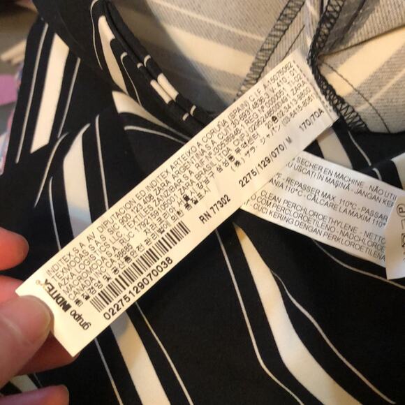 ZARA Basic Medium Black and White striped faux wrap Midi Skirt Side Zip - Picture 5 of 5